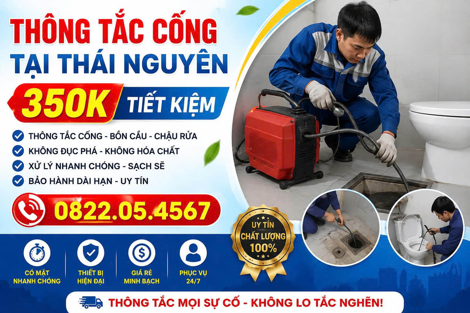 Thông Tắc Cống Tại Thái Nguyên 350K Tiết Kiệm