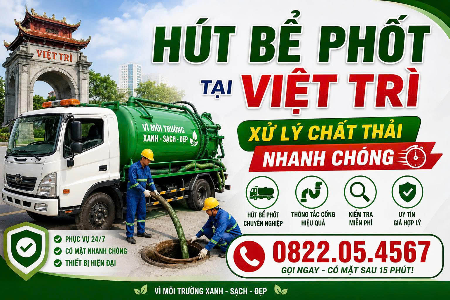 Hút Bể Phốt Tại Việt Trì Xử Lý Chất Thải