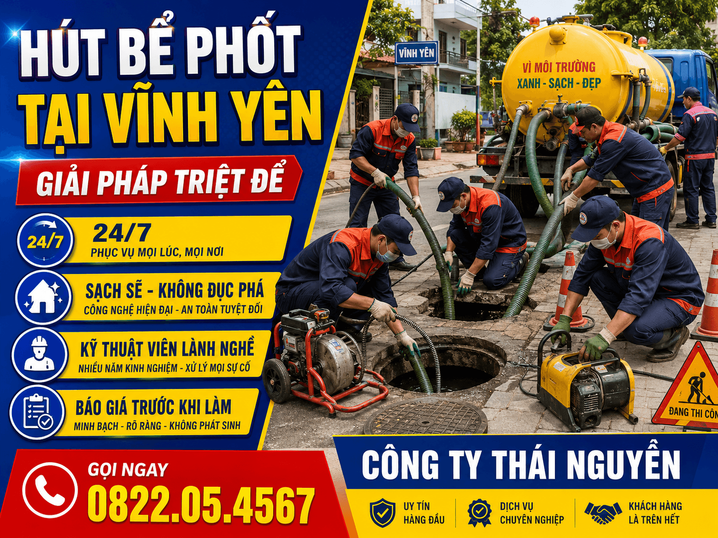 Hút Bể Phốt Tại Vĩnh Yên Giải Pháp Triệt Để