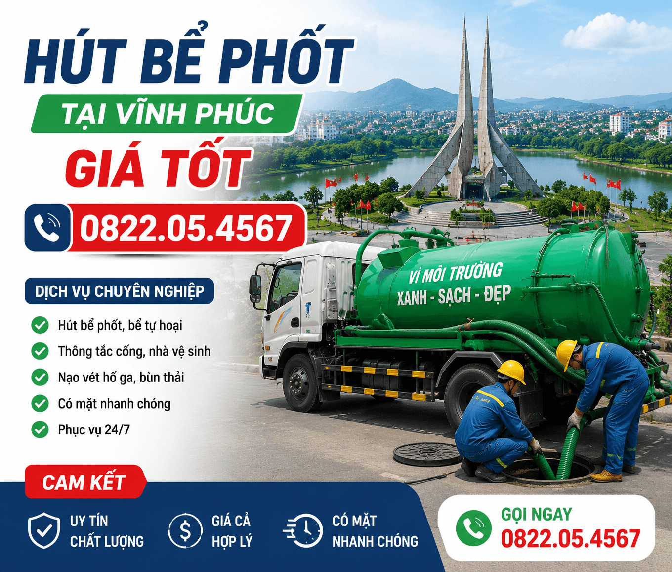 Hút Bể Phốt ở Vĩnh Phúc Giá Tốt