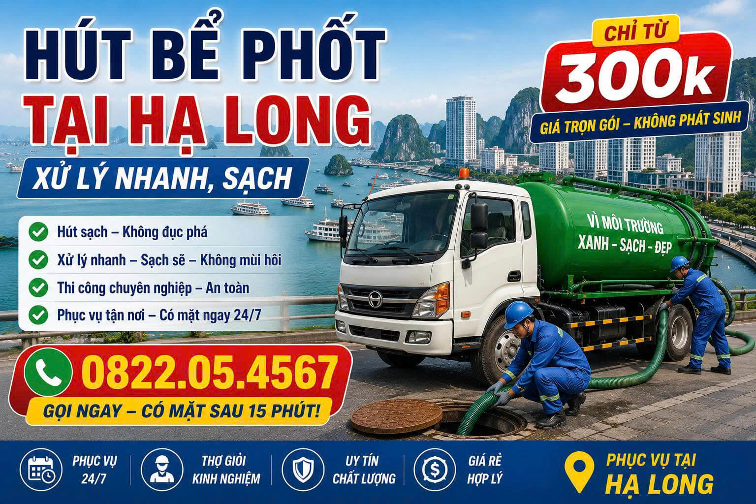 Hút Bể Phốt Tại Hạ Long Xử Lý Nhanh, Sạch 300k